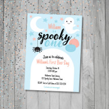 Spooky One Blue Eerste Verjaardag Uitnodiging