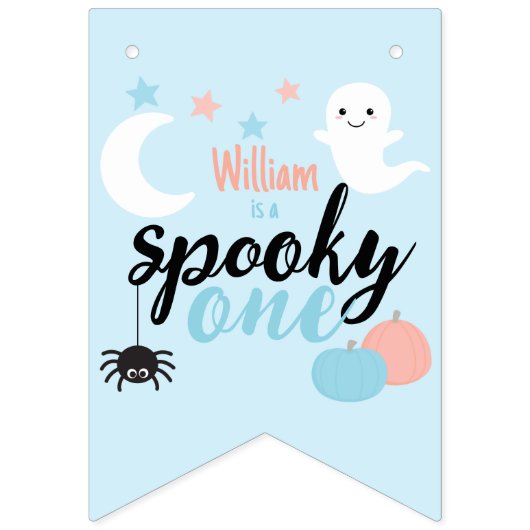 Spooky One Blue Eerste Verjaardag Vlaggetjes (Eerste vlag)