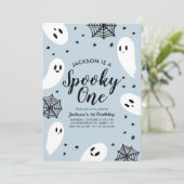 Spooky One Blue Ghost Halloween 1e verjaardag Kaart (Staand voorkant)