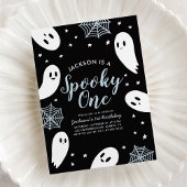 Spooky One Blue Ghost Halloween 1e verjaardag Kaart
