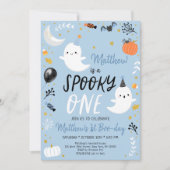 Spooky ONE Blue Ghost Halloween Birthday Kaart (Voorkant)