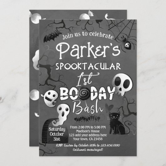 Spooky One Blue Ghost Halloween Kaart (Voorkant / Achterkant)