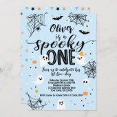 Spooky One Blue Ghost Halloween Kaart (Voorkant / Achterkant)