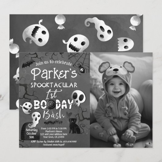 Spooky One Blue Ghost Halloween Kaart (Voorkant / Achterkant)