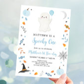 Spooky One Blue Ghost Halloween Verjaardag Kaart