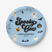 Spooky One Blue Halloween 1st Birthday Party Papieren Bordje (Voorkant)