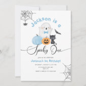 Spooky One Blue Halloween 1st Boy Verjaardag Kaart (Voorkant)