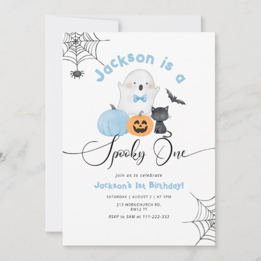 Spooky One Blue Halloween 1st Boy Verjaardag Kaart (Voorkant)