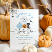 Spooky One Blue Halloween 1st Boy Verjaardag Kaart