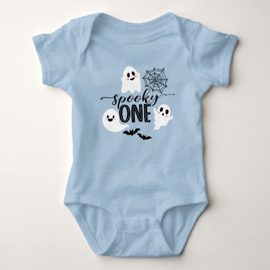 Spooky One Blue Halloween Ghost Romper (Voorkant)