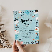 Spooky One Blue Halloween Verjaardag Uitnodiging