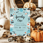 Spooky One Blue Halloween Verjaardag Uitnodiging