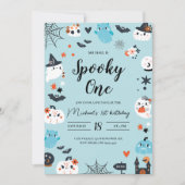 Spooky One Blue Halloween Verjaardag Uitnodiging (Voorkant)