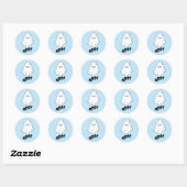 Spooky One Blue Schattige Ghost Halloween 1e Verja Ronde Sticker (Vel)