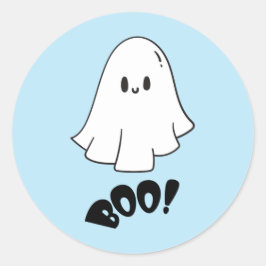 Spooky One Blue Schattige Ghost Halloween 1e Verja Ronde Sticker