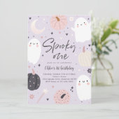 Spooky One Boho Halloween Ghost 1e Verjaardagsfees Kaart (Staand voorkant)