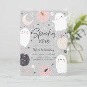 Spooky One Boho Halloween Ghost 1e Verjaardagsfees Kaart (Staand voorkant)