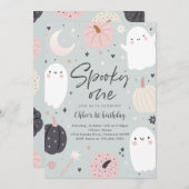 Spooky One Boho Halloween Ghost 1e Verjaardagsfees Kaart (Voorkant / Achterkant)