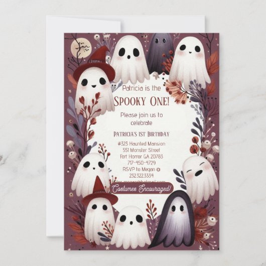 Spooky One Boo Crew Vriendelijke Ghost Ghouls Verj Kaart (Voorkant)