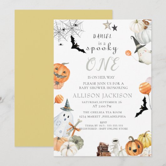 Spooky One Boo Ghost Halloween 1e verjaardag Kaart (Voorkant / Achterkant)