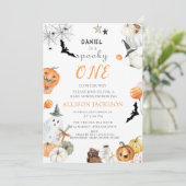 Spooky One Boo Ghost Halloween 1e verjaardagsfeest Kaart (Staand voorkant)