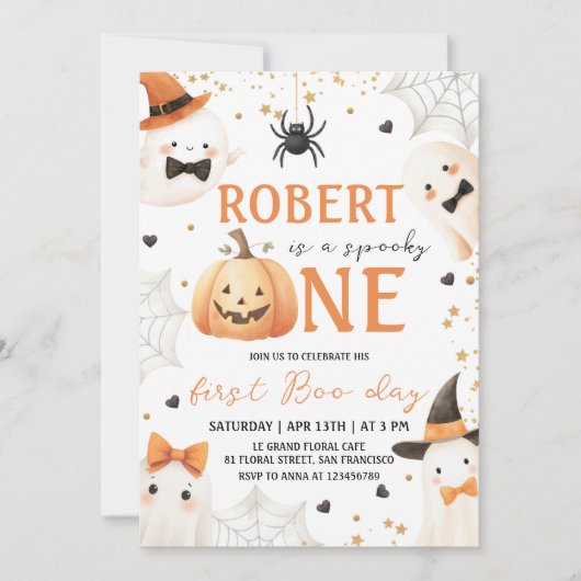 Spooky One Boy Eerste Verjaardag Uitnodigen Kaart (Voorkant)