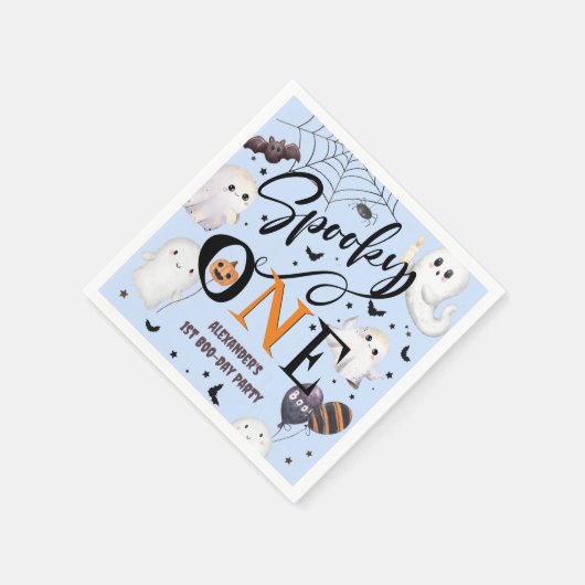 Spooky One Boy Halloween 1st Birthday Ghost Paper Servet (Hoek)