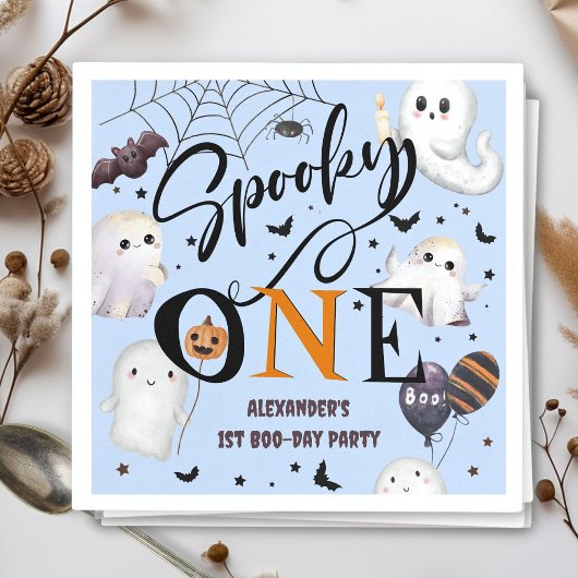 Spooky One Boy Halloween 1st Birthday Ghost Paper Servet