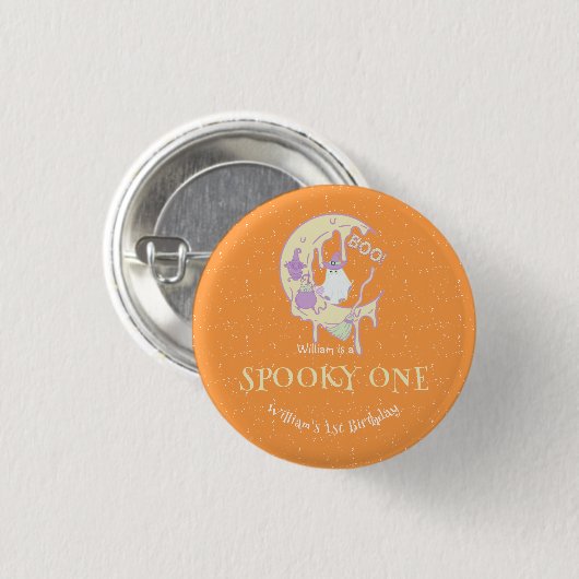 Spooky One Boy Schattige Ghost Halloween 1st Birth Ronde Button 3,2 Cm (Voorkant /achterkant)