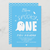 Spooky One Boys Blue Ghost Halloween 1e verjaardag Kaart (Voorkant / Achterkant)