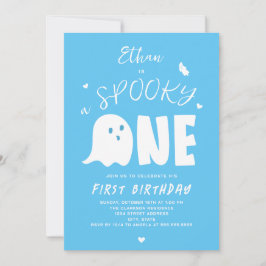 Spooky One Boys Blue Ghost Halloween 1e verjaardag Kaart