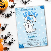 Spooky One Cute Funny Halloween Ghost 1st Birthday Kaart