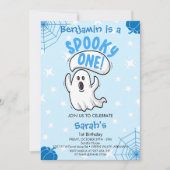 Spooky One Cute Funny Halloween Ghost 1st Birthday Kaart (Voorkant)