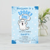 Spooky One Cute Funny Halloween Ghost 1st Birthday Kaart (Staand voorkant)