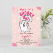 Spooky One Cute Funny Halloween Ghost 1st Birthday Kaart (Staand voorkant)