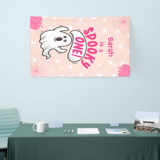 Spooky One Cute Funny Halloween Ghost 1st Birthday Spandoek (Beurs)