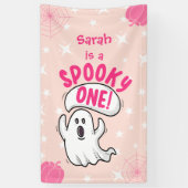 Spooky One Cute Funny Halloween Ghost 1st Birthday Spandoek (Verticaal)