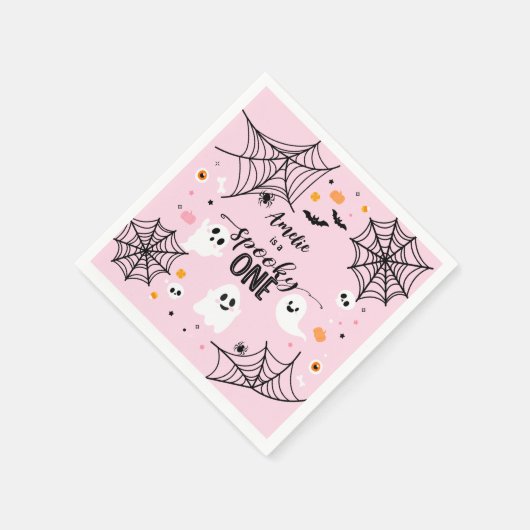 Spooky One Cute Ghost Pink Halloween Servet (Hoek)