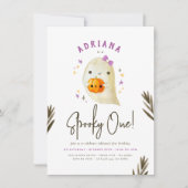 Spooky One Cute Girl Halloween First Birthday Kaart (Voorkant)