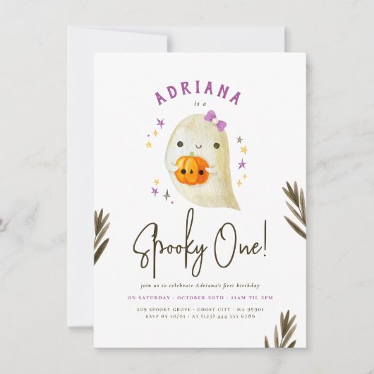 Spooky One Cute Girl Halloween First Birthday Kaart (Voorkant)