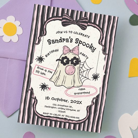 Spooky One — Cute Halloween 1st Birthday Invite Kaart