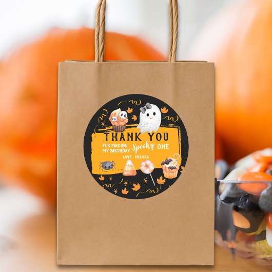 Spooky One Cute Halloween Birthday Thank You Ronde Sticker
