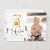 Spooky One Cute Halloween First Birthday Foto Kaart (Voorkant)