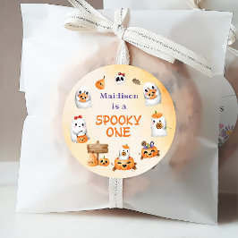 Spooky One Cute Halloween Ghost 1e verjaardag Bedankjes Labels