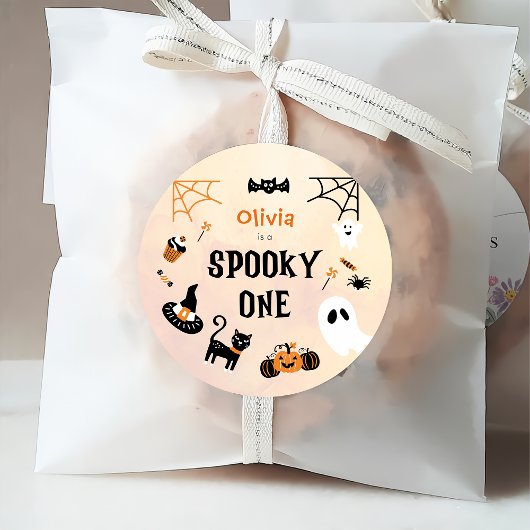 Spooky One Cute Halloween Ghost 1e verjaardag Favo Bedankjes Labels