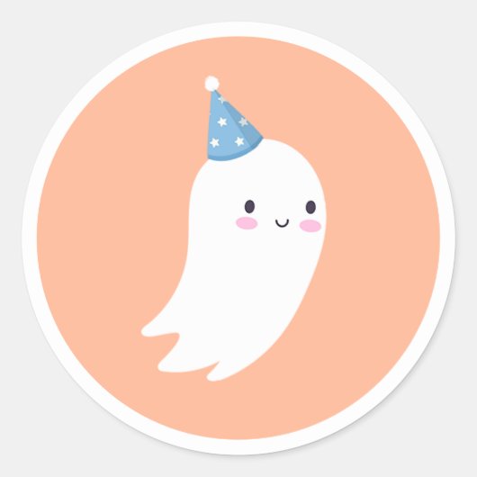 Spooky One Cute Halloween Ghost 1e verjaardag Favo Ronde Sticker (Voorkant)