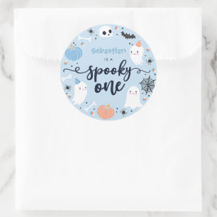 Spooky One Cute Halloween Ghost 1e verjaardag Favo Ronde Sticker