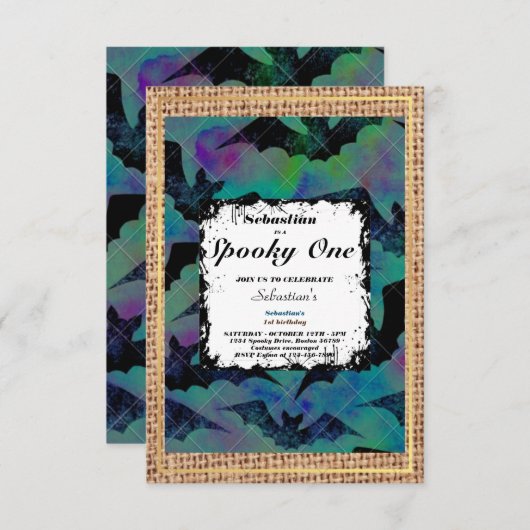 Spooky One Cute Halloween Ghost 1e verjaardag Kaart (Voorkant / Achterkant)