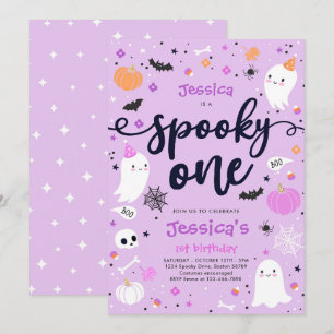 Spooky One Cute Halloween Ghost 1e verjaardag Kaart