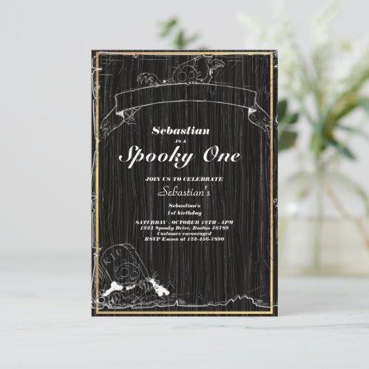 Spooky One Cute Halloween Ghost 1e verjaardag Kaart (Staand voorkant)